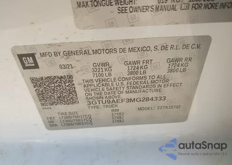 2021 GMC Sierra 1500 4Wd Standard Box from USA, damaged, VIN 3GTU9AEF3MG284333